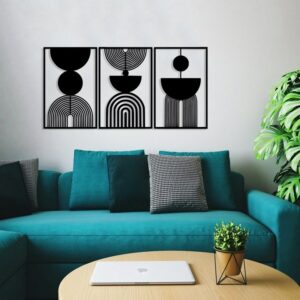 Geometric Mid-Century Modern wood Wall Art - Set of 3 Each 80x60