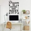 Dream Big Work Hard Never Give Up Sticker wall art 75x55 cm Black