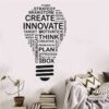 Motivation Words Bulb Shape wall Sticker art 60x105 cm Black