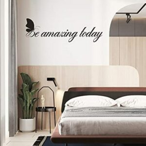 Be Amazing Today Butterflies wall Sticker art 55x20 cm Black