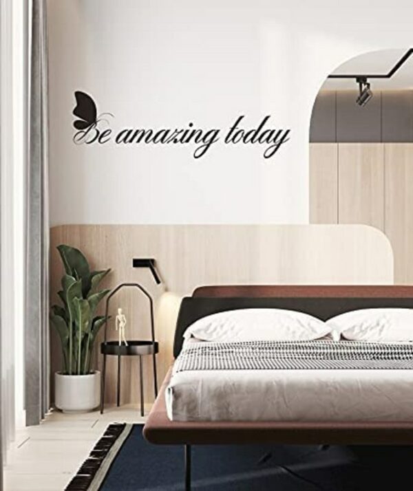 Be Amazing Today Butterflies wall Sticker art 55x20 cm Black