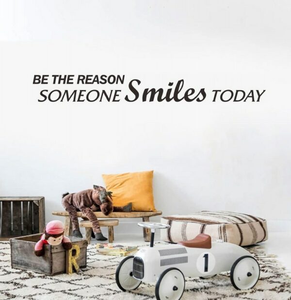 Be The Reason Someone Smiles Today wall Sticker art 55x20 cm Black