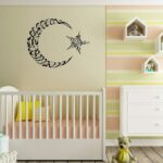 Moon Crescent Islamic Calligraphy wall Sticker art 70x60 cm Black