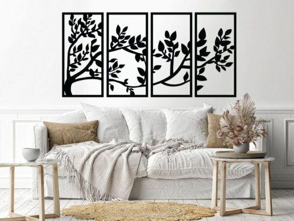 هوم جاليري جدارية شكل شجرة ملصق حائط ستيكر 4 لوحات 80X140 سم