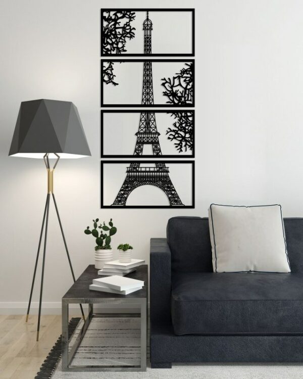 Decorative Eiffel tower wall Sticker art 4 panels 60X125 cm