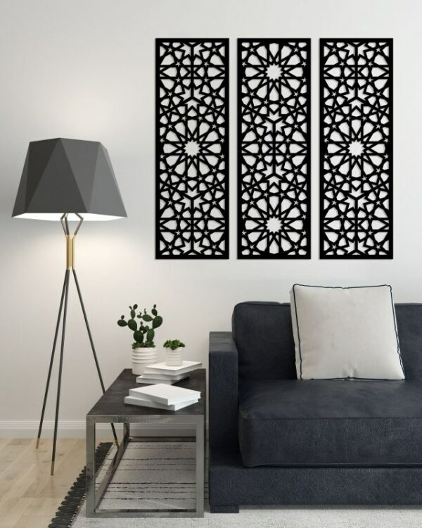 Decorative arabesque style wall Sticker art 3 panels 80X80 cm