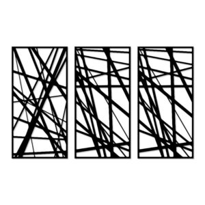 Decorative Abstract linear pattern wall Sticker art 3 panels 80X130 cm