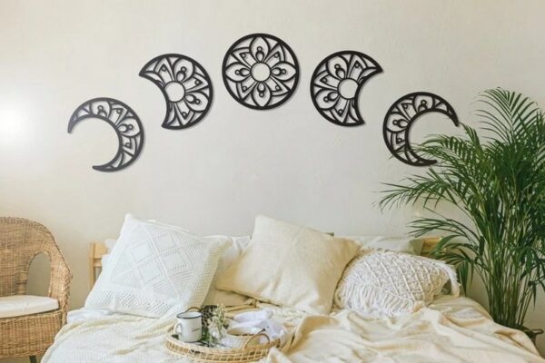 Lunation Moon wall Sticker  art Decor - Set of 5 Each 30x30