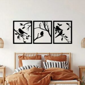 Tree Bird wall Sticker  art - Set of 3 Each 80x60