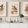 Set of three canvas hand drawn flat design boho Printed wall art