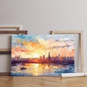 large city style impressionism canvas Printed wall art