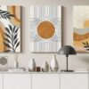 set three abstract canvas minimalism geometric art hand drawn Printed wall art