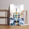 tram oil painting Printed Canvas wall art
