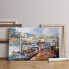 watercolor canvas fishing boats Printed wall art