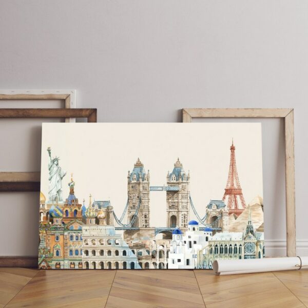 set famous landmark Printed canvas wall art