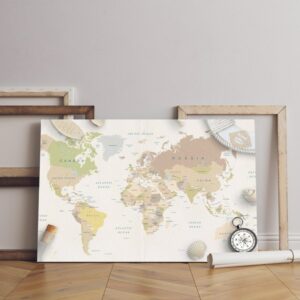 beautiful canvas sea travel things world map conposition Printed wall art