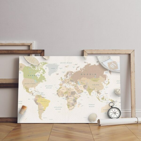 beautiful canvas sea travel things world map conposition Printed wall art