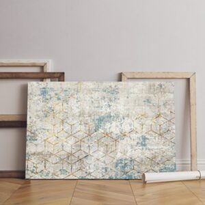 simple abstract line canvas art pattern retro carpet Printed wall art