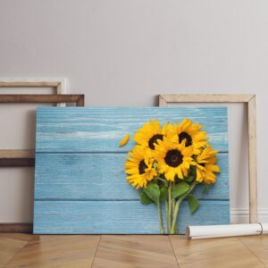top view sunflowers canvas frame Printed wall art