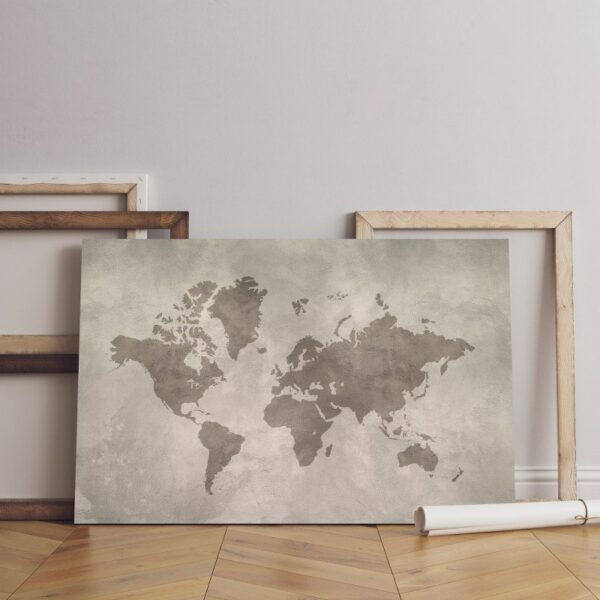 world map isolated canvas concrete Printed wall art