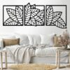 Leaves shape 3 panels Wood Wall art 60x180