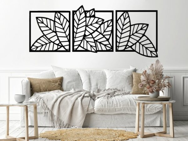 Leaves shape 3 panels Wood Wall art 60x180