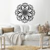 Geometric shape flower Wood Wall art 80x80 Black