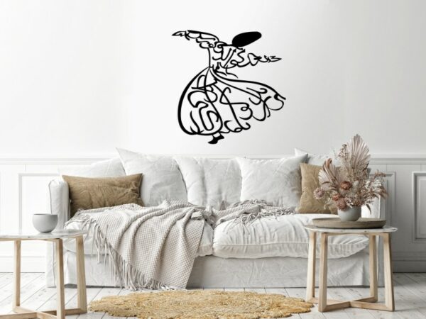 Sufi dervish Wood Wall art 80x80 Black
