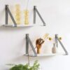 Amazing wall floating shelves PU Gray Leather Strap