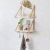 Beautiful wall floating shelves PU Biege Leather Strap