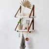 Beautiful Floating Shelves PU Brown Leather Strap Wall
