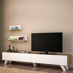 هوم جاليري وحدة تلفزيون 33x30x180 بني * أبيض