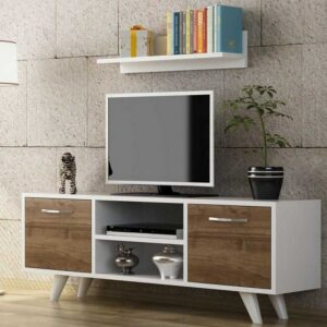 هوم جاليري وحدة تلفزيون 40x25x120 بني * أبيض