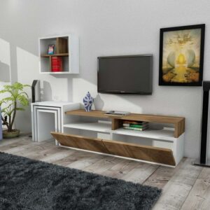 هوم جاليري وحدة تلفزيون 35x30x122 بني * أبيض