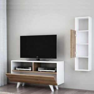 هوم جاليري وحدة تلفزيون 40x30x90 بني * أبيض