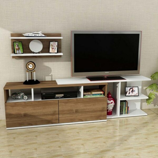 هوم جاليري وحدة تلفاز 48x30x180 بني * أبيض