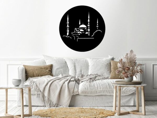 Ottoman mosque Wood Wall art 60x60 Black