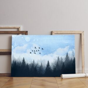 Foggy Forest Landscape canvas Printed wall art