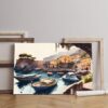 Harbor with boats canvas on the water at sorrento itally Printed wall art