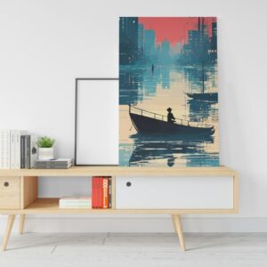 Old Fishing Village canvas in japenese landscape Printed wall art