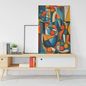 Mediterranean canvas Fruit Cocktail plates and bottles Printed wall art