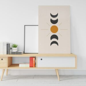 Beautiful Moon phases wall canvas art black moon Printed wall art