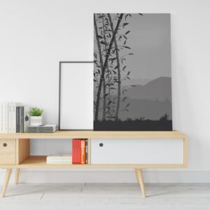 Bamboo Forest in grey canvas effect Printed wall art