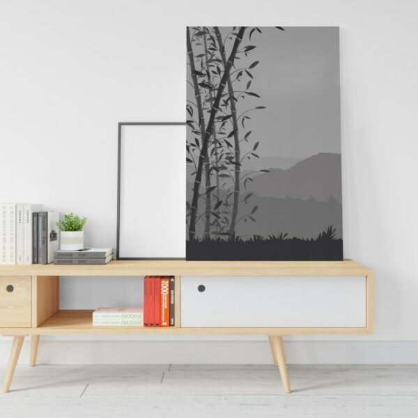 Bamboo Forest in grey canvas effect Printed wall art