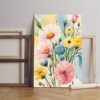 Painting flowers with blue canvas background yellow flowers Printed wall art