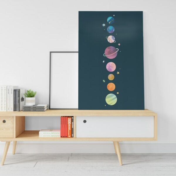 Lined Up Solar System Planets canvas Wall Art Printed