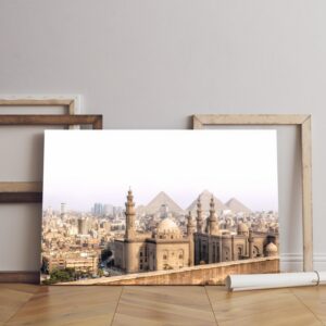 View mosque sultan hassan canvas with pyramids giza egypt