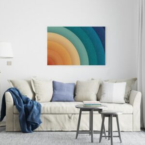 Vintage canvas 70s quarter radial sun retro vector Printed wall art