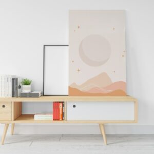 geometric canvas shape of the moon printed wall art
