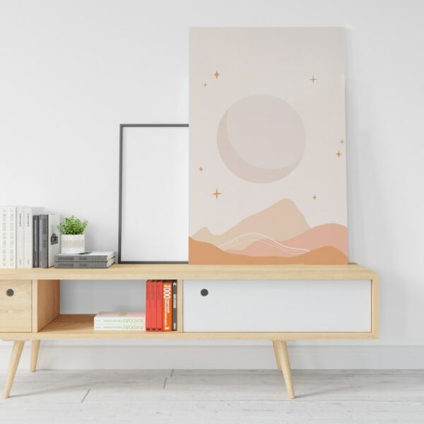 geometric canvas shape of the moon printed wall art